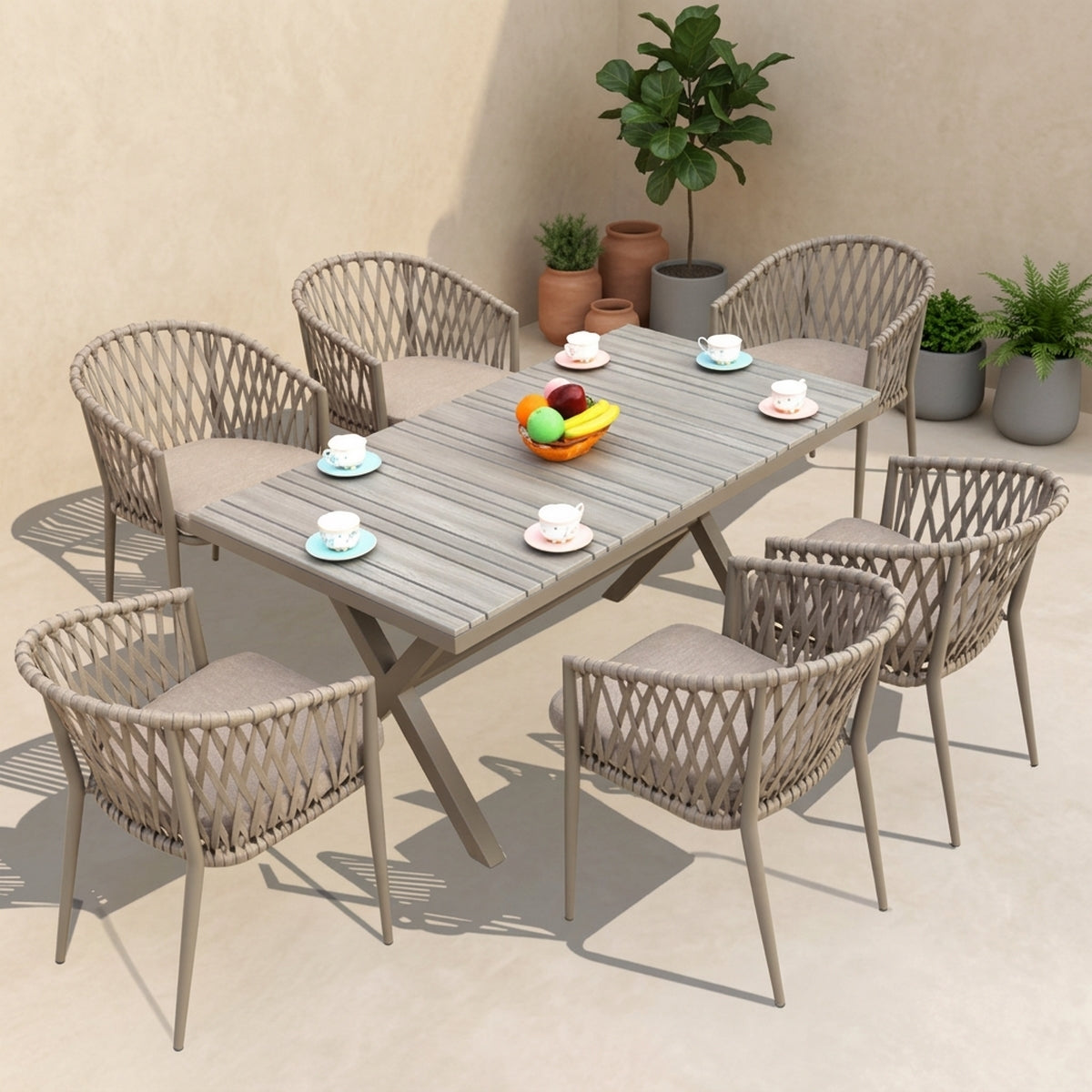 7-piece outdoor furniture set made of iron and waterproof fabric - CS 011