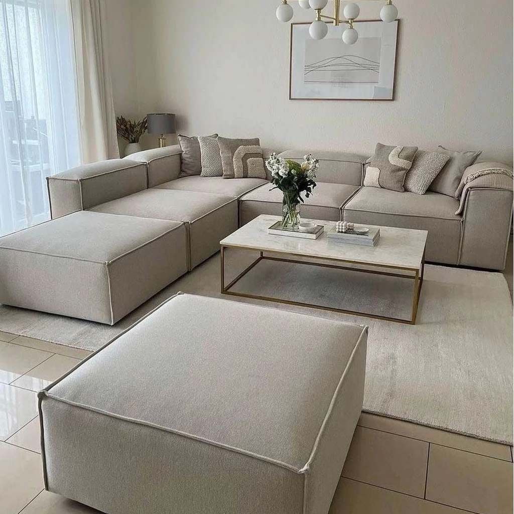 L-Shape Sofa and Pouf - LSHP-001