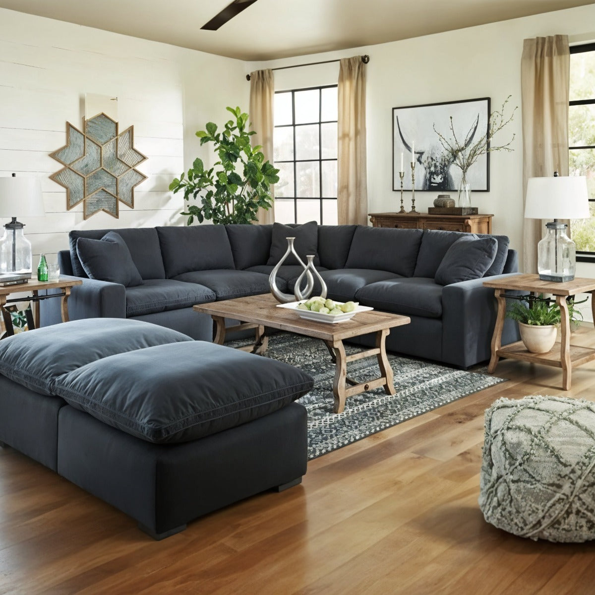 Corner sofa and 2 poufs - Lshp 013