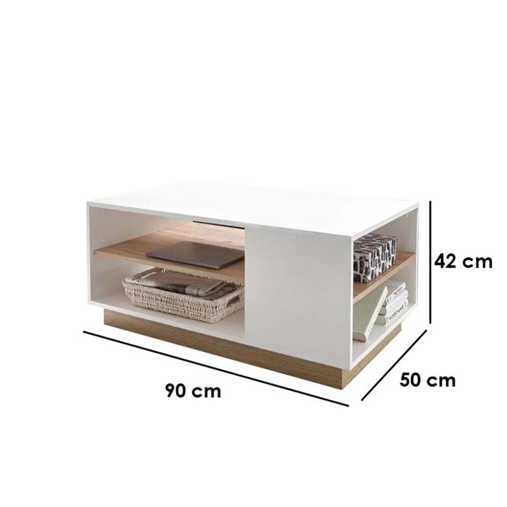 Spanish MDF wood TV unit & table set - brown and white - set 135