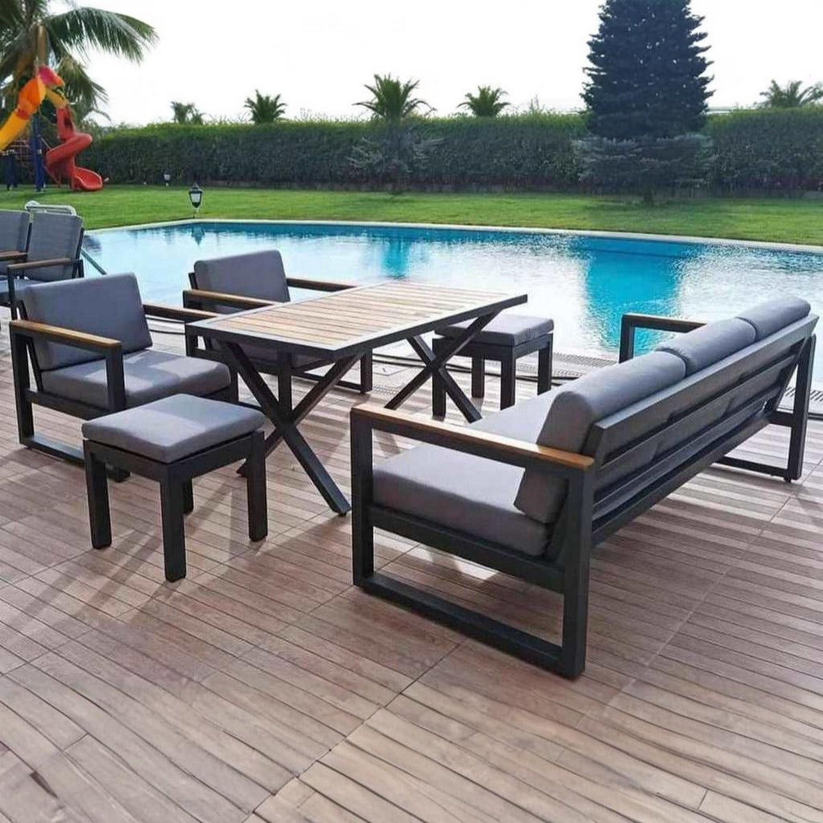 6-piece steel and jacquard outdoor furniture set - DR 150