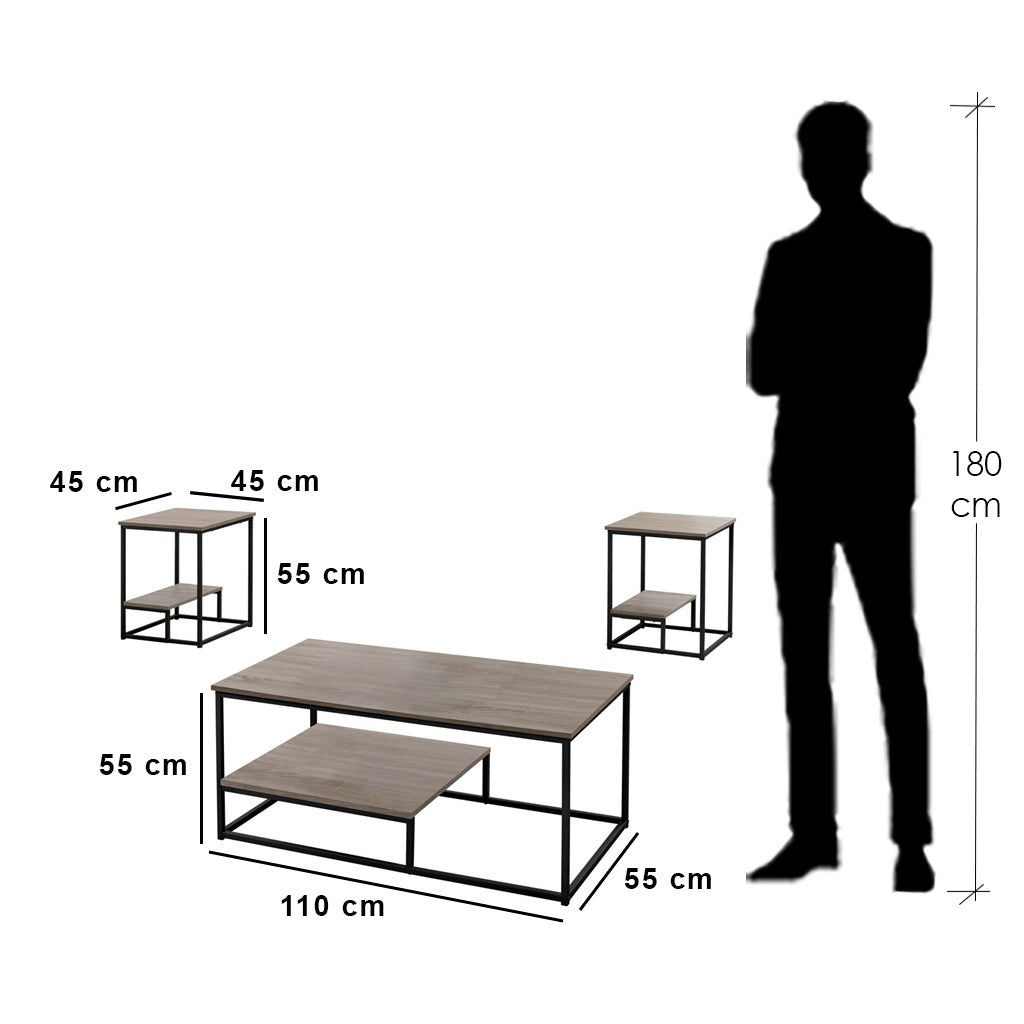 Coffee Table and 2 Side Tables Set - CT-0055