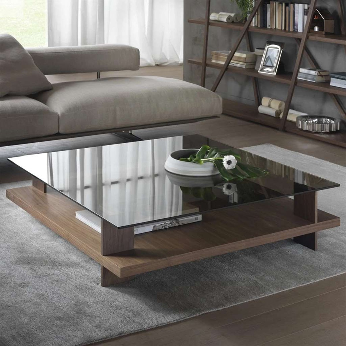 Coffee table made of MDF and brown glass - CT 075